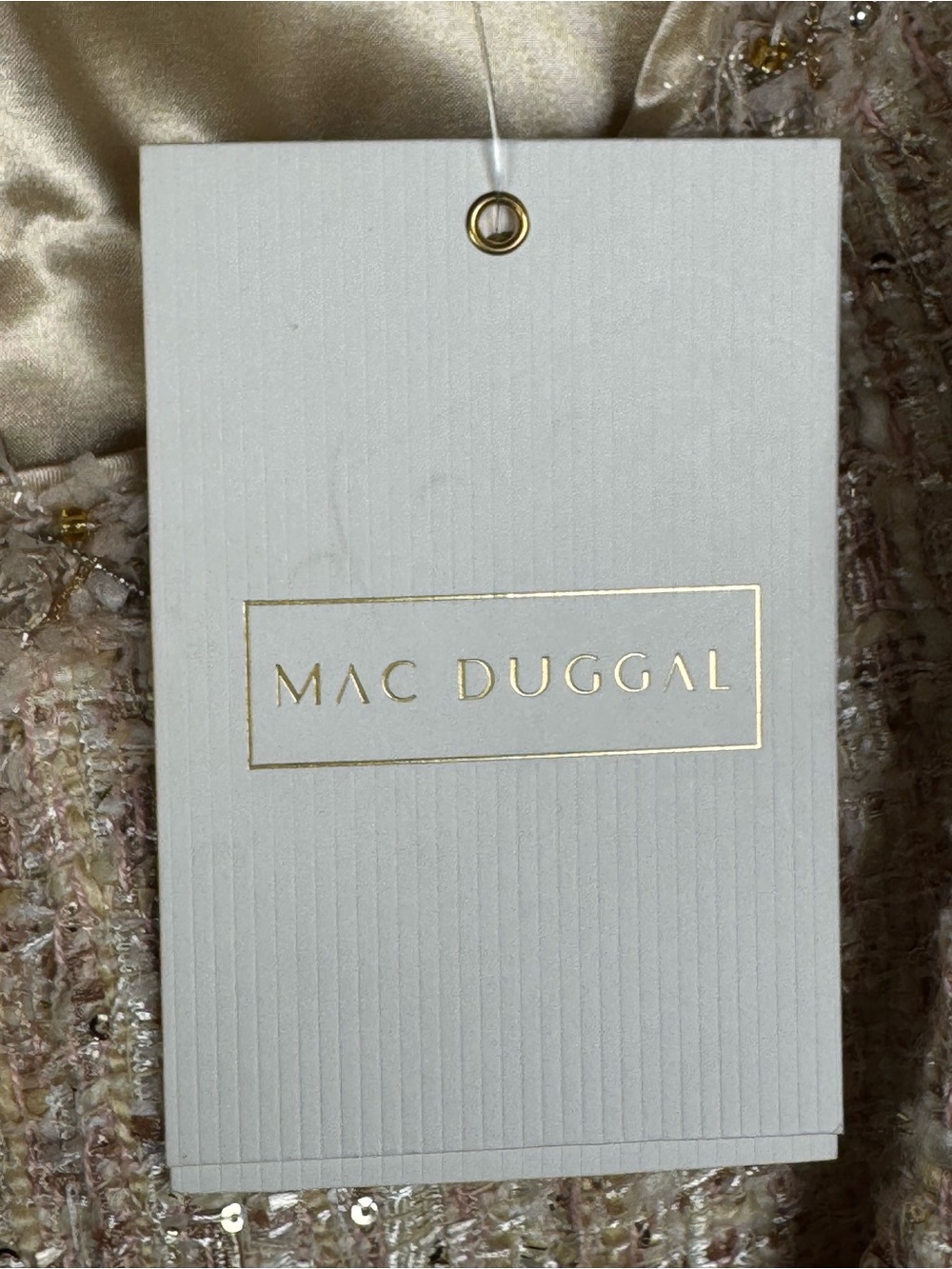 Mac Duggal Beaded Trim Tweed Boucle Midi Dress New With Tags Size 10 - Picture 15 of 15